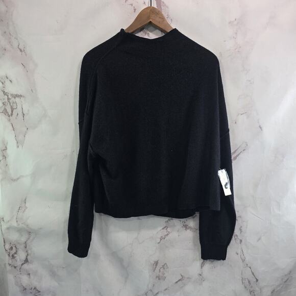 Anthropologie Sweater Womens Small Black Cashmere Slouchy Pilcro Mock Seam - Picture 1 of 9